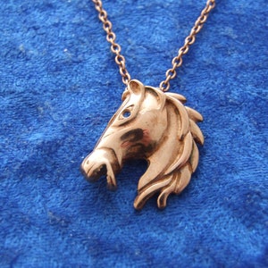 Celtic Horse&#39;s Head Pendant in Copper with Copper Chain