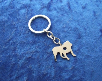British Bulldog Keyring, Keychain in Stainless Steel