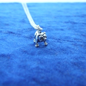 British Bulldog 3D Charm pendant necklace in Sterling silver