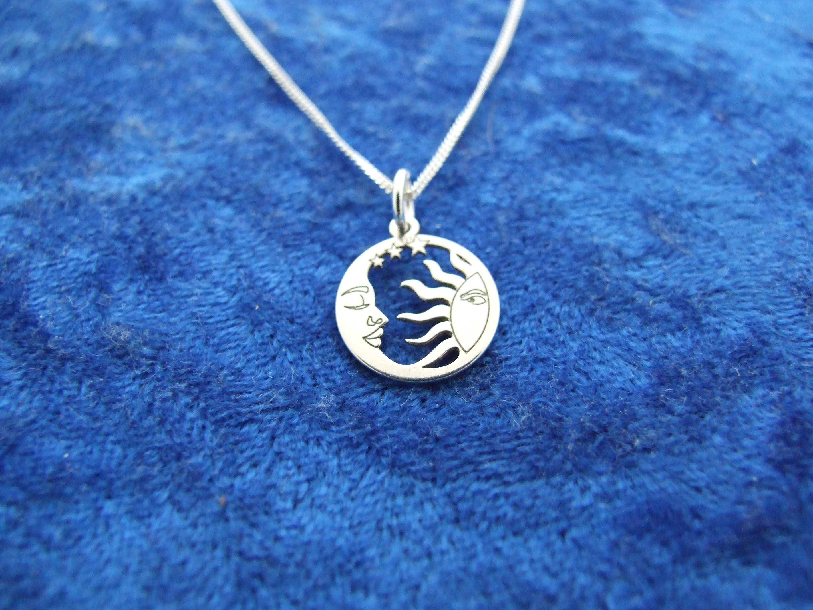 Sun, Moon and Stars Charm Pendant Necklace in Sterling Silver - Etsy