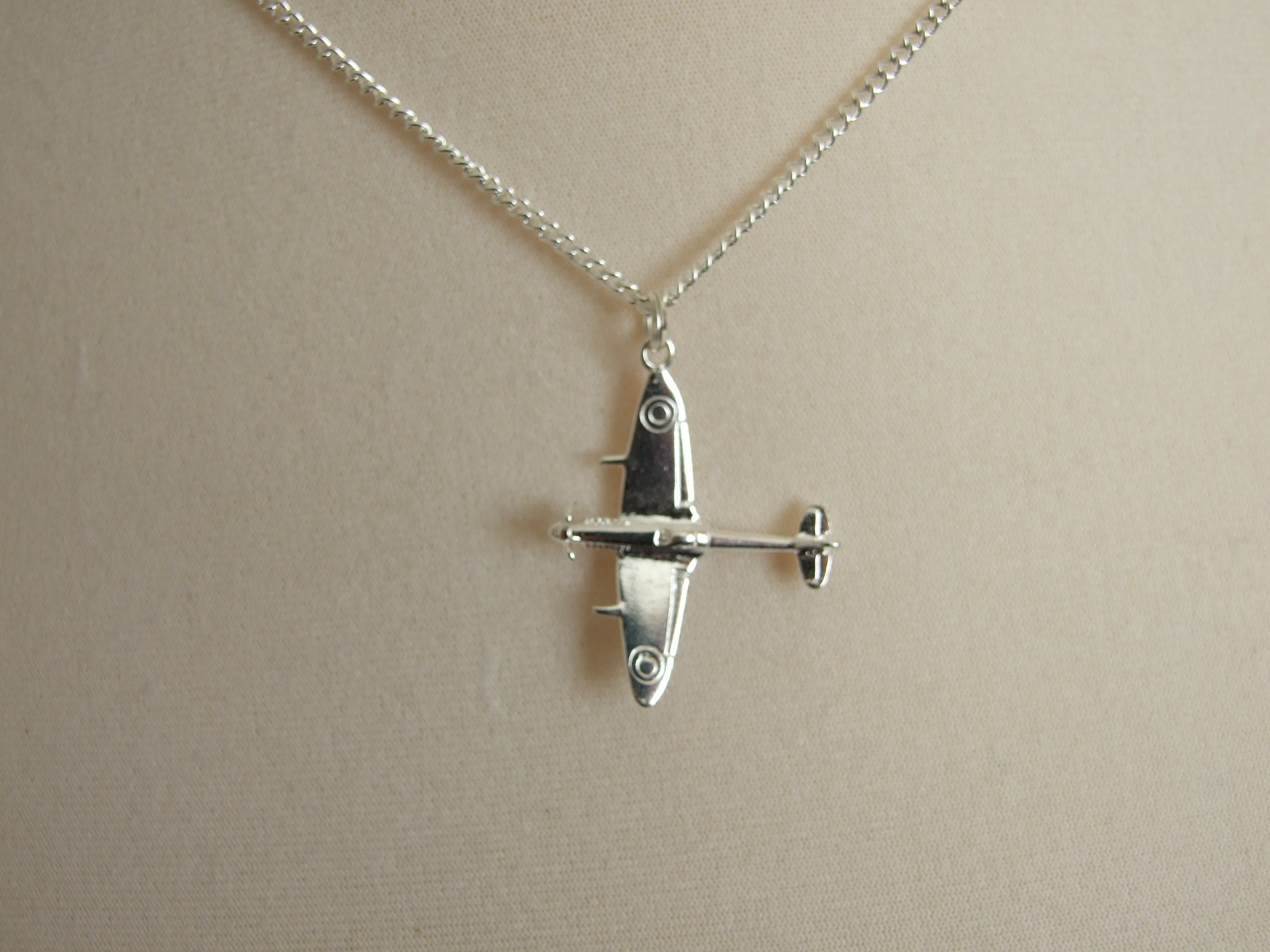 Spitfire Charm Necklace Sterling Silver RAF WW2 Fighter - Etsy UK