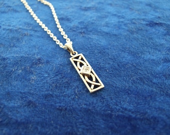 Art Deco Celtic Charm Pendant Necklace in Sterling Silver