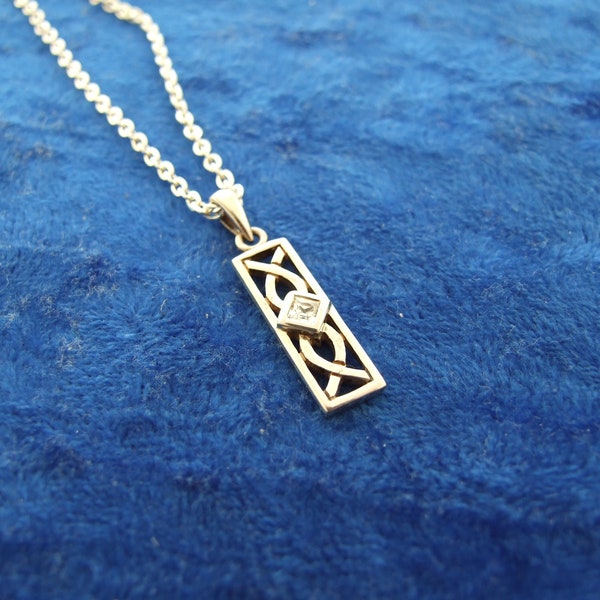 Art Déco Celtic Charm Pendentif Collier en Argent Sterling