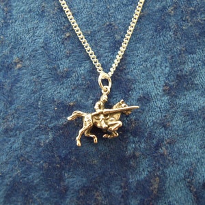 Knight Charging with Lance Vintage Charm Pendant Necklace in Sterling Silver image 1