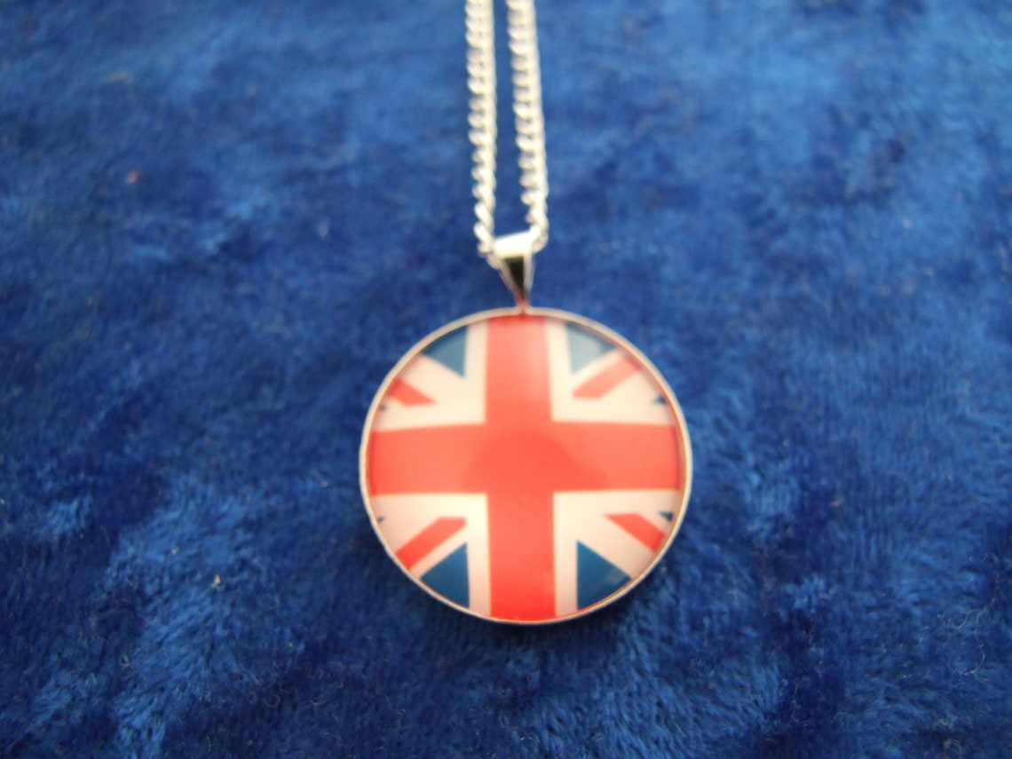 British Flag Pendant Necklace Bronze or Silver Chain and Etsy