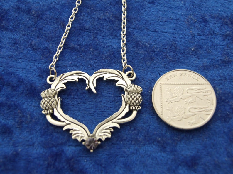WithLoveSilver 925 Sterling Silver Scottish Thistle Heart Pendant - .925 Silver Jewelry 11 thumbnail image