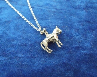 Queen On A Horse Trooping the Colour Sterling Silver Charm Pendant Necklace