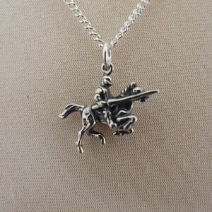 Knight Charging with Lance Vintage Charm Pendant Necklace in Sterling Silver image 6