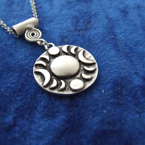 Medieval Style Pendant with Phases of the Moon Design and Celtic Style Bail