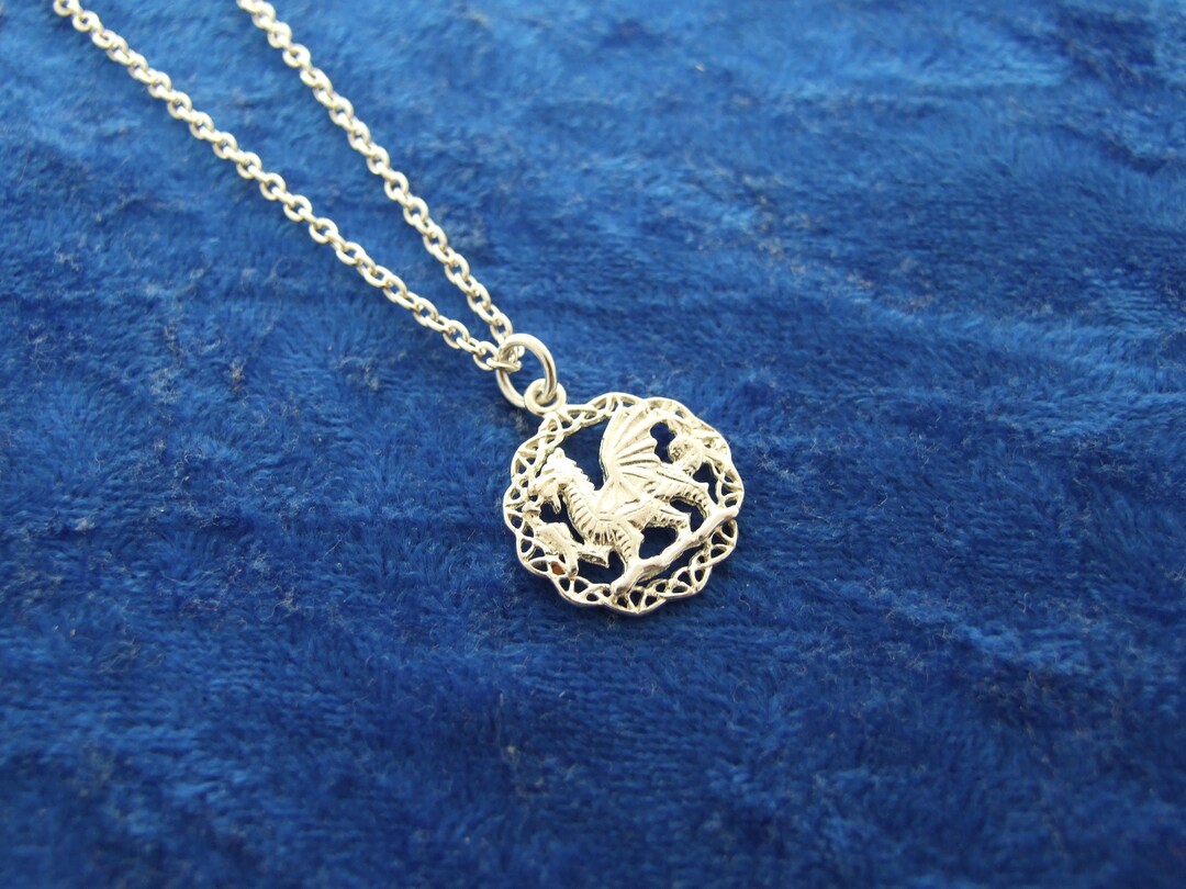 Welsh Dragon Celtic Charm .925 Sterling Silver Pendant