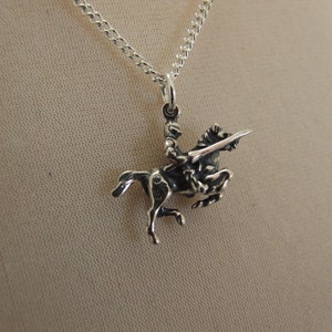 Knight Charging with Lance Vintage Charm Pendant Necklace in Sterling Silver image 8