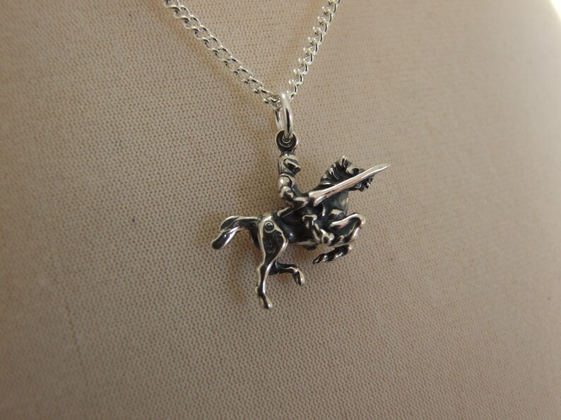 Knight Charging with Lance Vintage Charm Pendant Necklace in Sterling Silver image 8