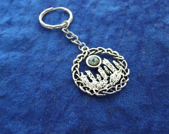 Standing Stones Charm Keychain with moonstone keyring