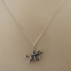 Knight Charging with Lance Vintage Charm Pendant Necklace in Sterling Silver image 7