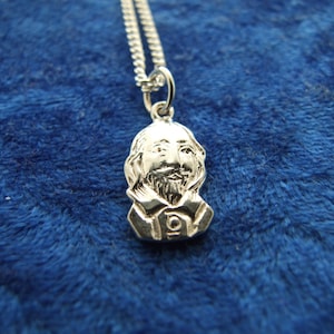 William Shakespeare Charm Pendant Necklace in Sterling Silver