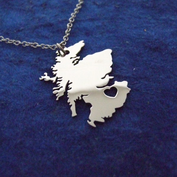 Scotland Map Charm Pendant Necklace in Stainless Steel