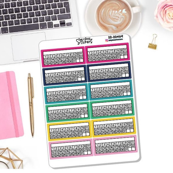 NEW! Colorful Monthly Habit Tracker - Planner Stickers - Emily Ley Simplified (DD-00469)