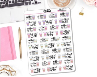 Coffee Stickers - Coffee Yes Please - But First Coffee - Coffee Cup Icon - Planner Stickers (DD-00046)