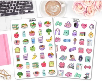 NEW! Health Stickers - Fitness - Workout - Kawaii - Planner Stickers DD-00095
