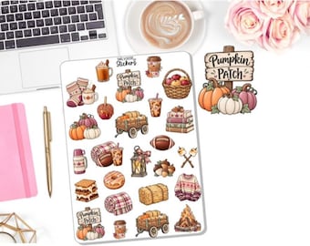 NEW! Fall Clipart Stickers - Autumn - Pumpkin Patch - Planner Stickers DD-00173C