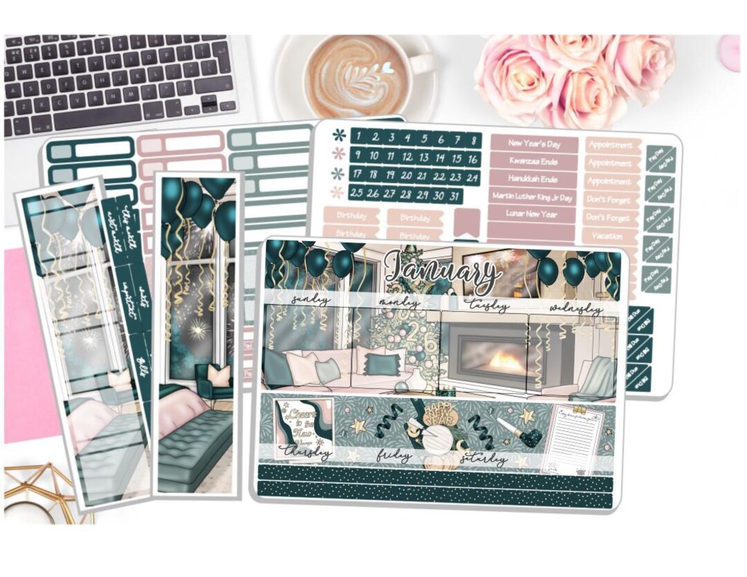 NEW! Monthly January 2026 Sticker Kit - Resolutions - January Monthly ...