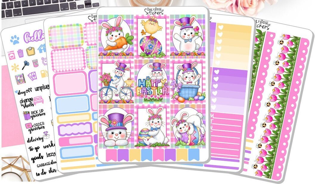 NEW! - Easter Weekly Sticker Kit - Easter Bunnies - Spring Stickers ...