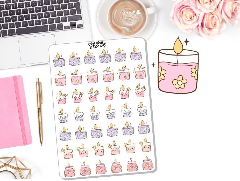 NEW! Candle Stickers - Trendy - Doodle Stickers - Candles - Journaling ...