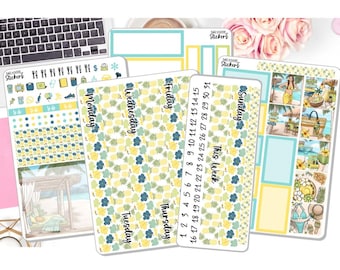 New! - 7x9 Daily Duo 2025 Weekly Kit - Island Breeze - Summer - Stickers - Planner Stickers EC DD Planner DD-00400DD7x9