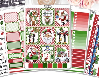 NEW! - Christmas Weekly Sticker Kit - Christmas Characters - Christmas Stickers - Planner Stickers - Stickers DD-01011a-e