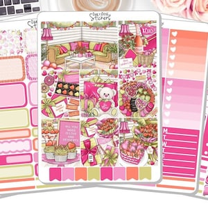 Kit d'autocollants hebdomadaires pour la Saint-Valentin - XOXO - Saint-Valentin - Kit d'autocollants - Stickers agenda - Stickers DD-01034a-e