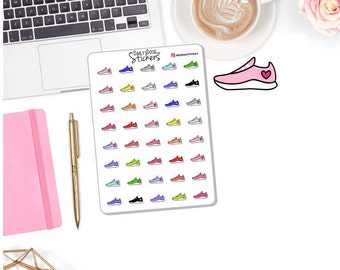 May include: A sheet of colorful sneaker stickers with a single pink sneaker with a red heart on it. The sheet has the text "Daily Dose of Stickers" at the top.