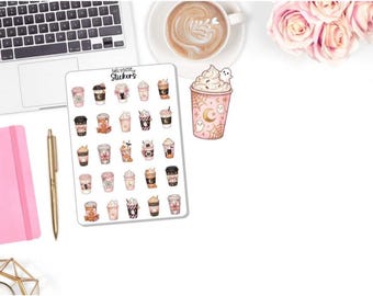 NEW! - Cute Halloween Coffee Cup Stickers - Coffee Cup Stickers - Halloween Stickers - Watercolor - Planner Stickers DD-00810B