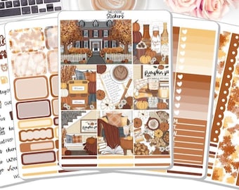 NEW! Planner Stickers - Fall Pumpkin - Fall - Autumn - Weekly Sticker Kit - Sticker Kit - DD-00097