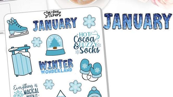 NEW! January Stickers - Journal Stickers - Journaling - Winter - Snow ...