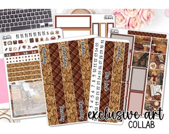 New! - 7x9 Daily Duo Weekly Kit - Autumn in the City - Exclusive Art Collab - Fall- Stickers - Planner Stickers EC DD Planner DD-00879DD7x9