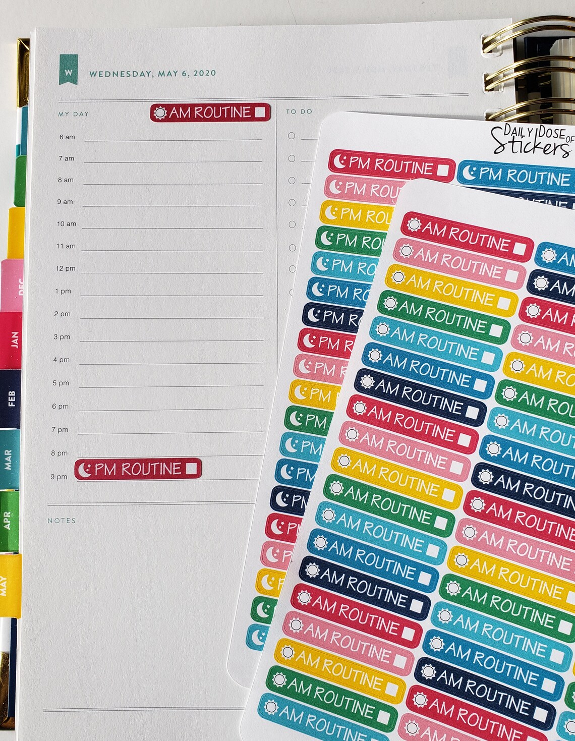 Am Routine Colorful Icons NEW! Colorful AM Routine Box - Planner Stickers - Emily Ley Simplified ...