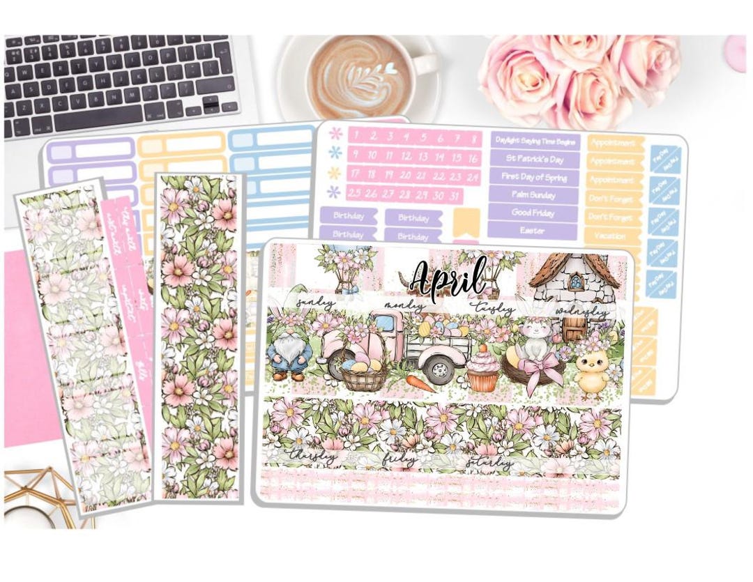 Monthly April Sticker Kit - Easter Cheer - April Monthly Kit Notes Kit ...