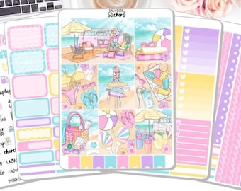 NEW! Planner Stickers - Beach Day - Summer - Beach - Pride Beach Weekly Sticker Kit - Sticker Kit - DD-00800