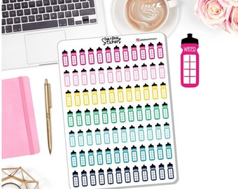 New! - Water Bottle Trackers - Water Stickers - Water Bottle Stickers - Water Trackers Planner Stickers - Emily Ley Simplified DD-00123