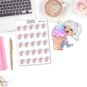 NEW! Summer Character Stickers - Ice cream Cone - Madison - Planner Girl Stickers - Planner Stickers DD-00100c