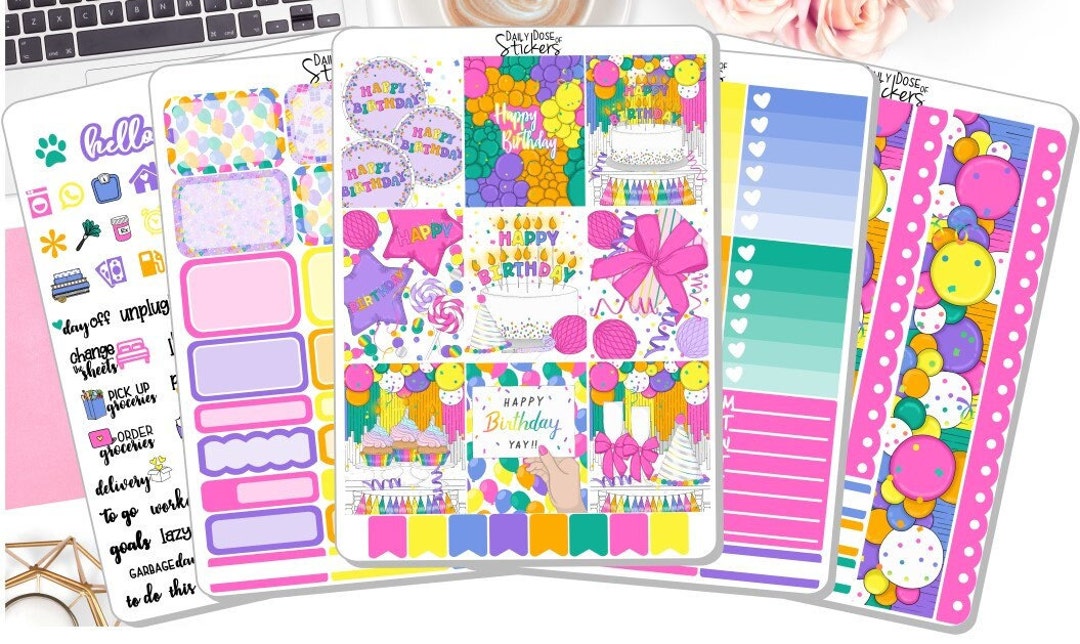 NEW Weekly Sticker Kit Happy Birthday Birthday Stickers Planner Stickers Stickers Dd00256ae Etsy