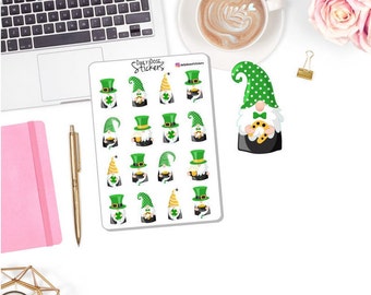 NEW! St Patrick's Day Gnome Stickers - Planner Stickers - DD-00651