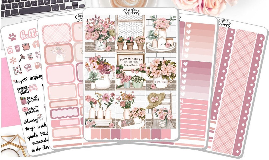 NEW! - Floral Weekly Sticker Kit - Flower Market - Spring Stickers ...