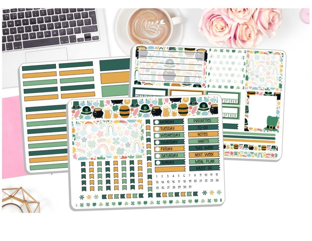 NEW! Dashboard Planner - Lucky - St Patrick's Day- Weekly Sticker Kit ...