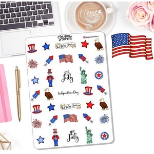 NEW! July 4th Sticker Set - Independence Day - Decor Stickers - Summer - 4th of July - Planner Stickers DD-00435B