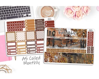 NEW! - A5 Monthly Coiled September Sticker Kit - Autumn in the City - Exclusive Art Collab - Monthly Kit - Planner Stickers - DD-00951Sept16