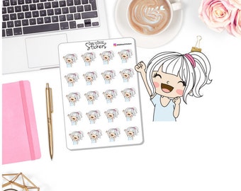 NEW! Character Stickers - Emotion Girl Willow - Happy, Excited, Great Day Stickers - Planner Girl Stickers - Planner Stickers (DD-00422)