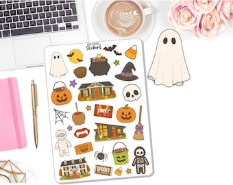 NEW! Halloween Sticker Set - Trick or Treat - Halloween Decor Stickers - Journaling Stickers - Planner Stickers DD-00226D