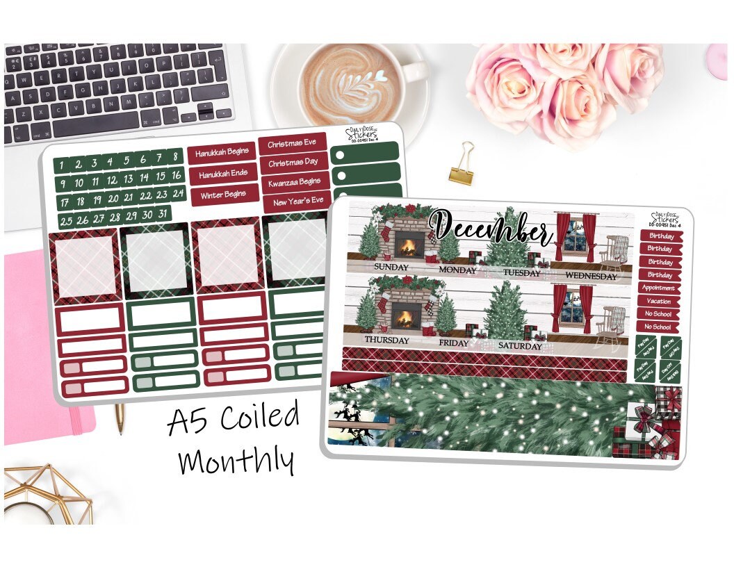 NEW! - A5 Monthly Coiled December Sticker Kit - Christmas at Home ...