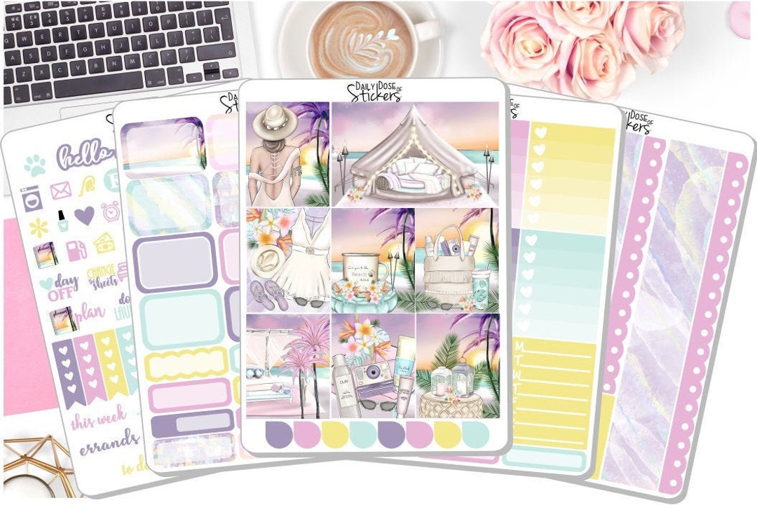NEW Sunset Beach Weekly Sticker Kit Sticker Kit Summer Planner Stickers ...